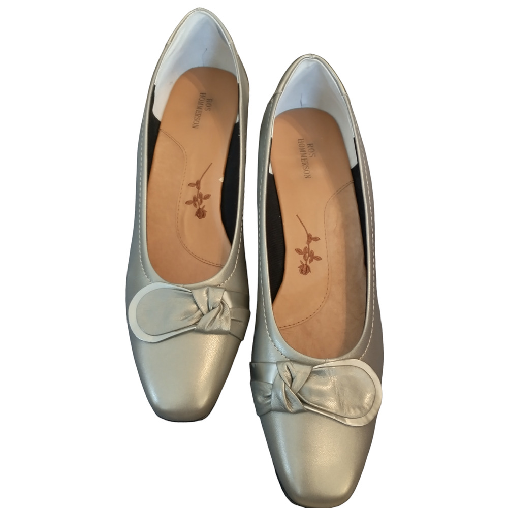 Ros Hommerson Women's Silver Gray Leather Low Heel Casual Dress Shoe Size 11S